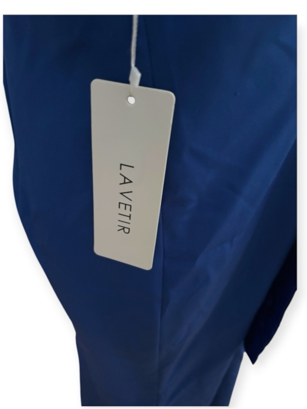 Royal Blue Satin Maxi Dress w/ Tie Front, P2P:21”, L:62”, NWT - Picture 9 of 10